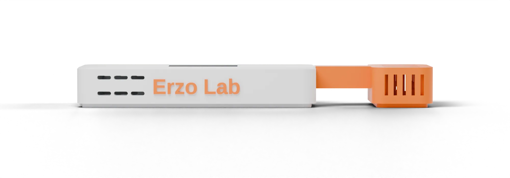 Side view of the sensor showing its slim profile and the ErzoLab logo